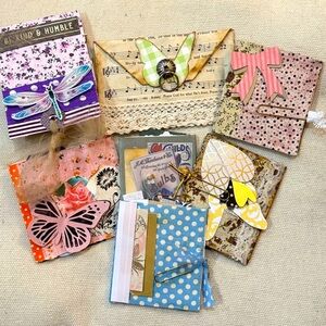 Mini Notebooks Journals Handmade 7+ pcs Florals Ribbon Clips Ephemera